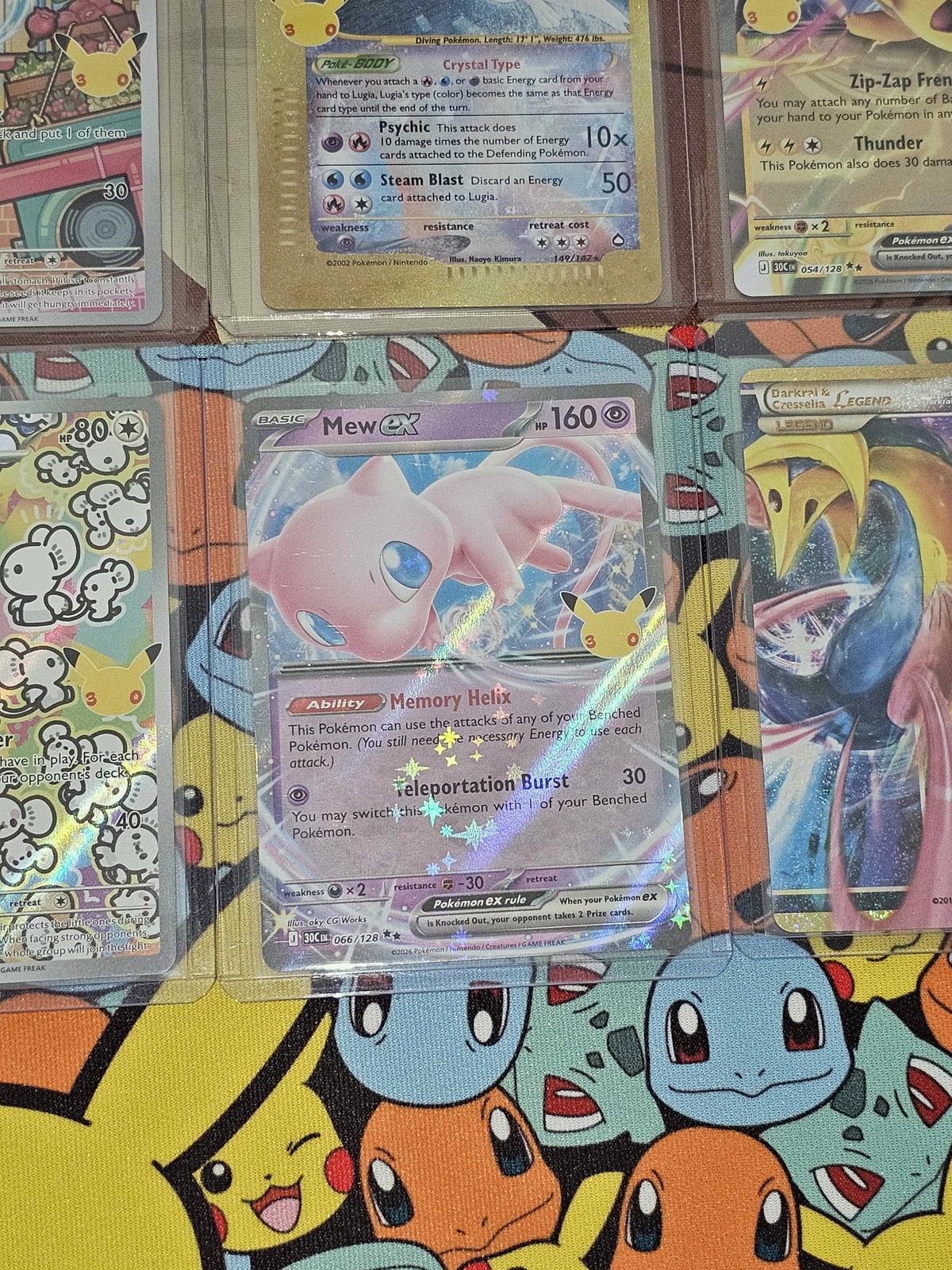 Mew ex, close, beside the Darkrai & Cresselia LEGEND